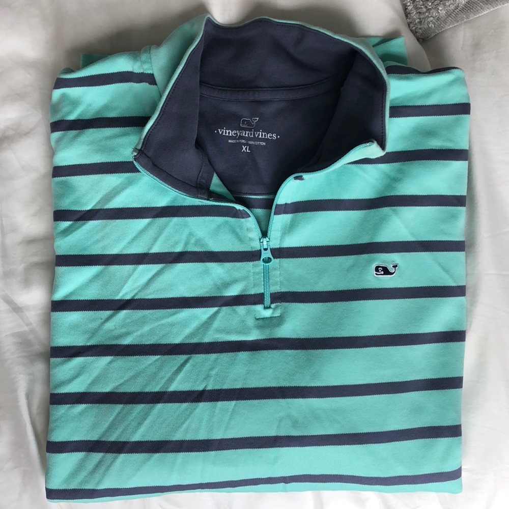 Vineyard Vines Striped 3/4 Zip Pullover